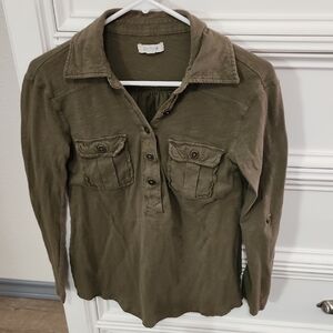 AERIE Olive Green Button-Up Top
